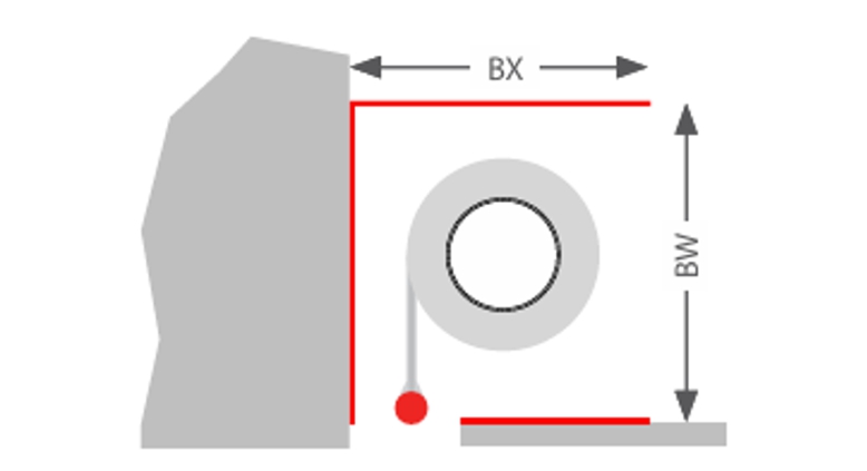 Wand ohne Gehäuseblende, mit Unterdecke