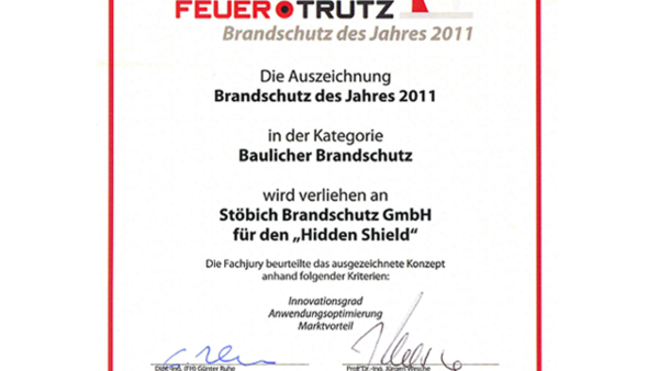 Onderscheiding van FeuerTRUTZ als brandbeveiliging van het jaar 2011