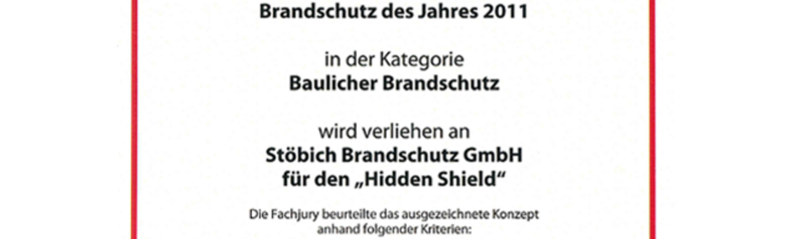 Prix FeuerTRUTZ de la protection contre l'incendie de l'année 2011