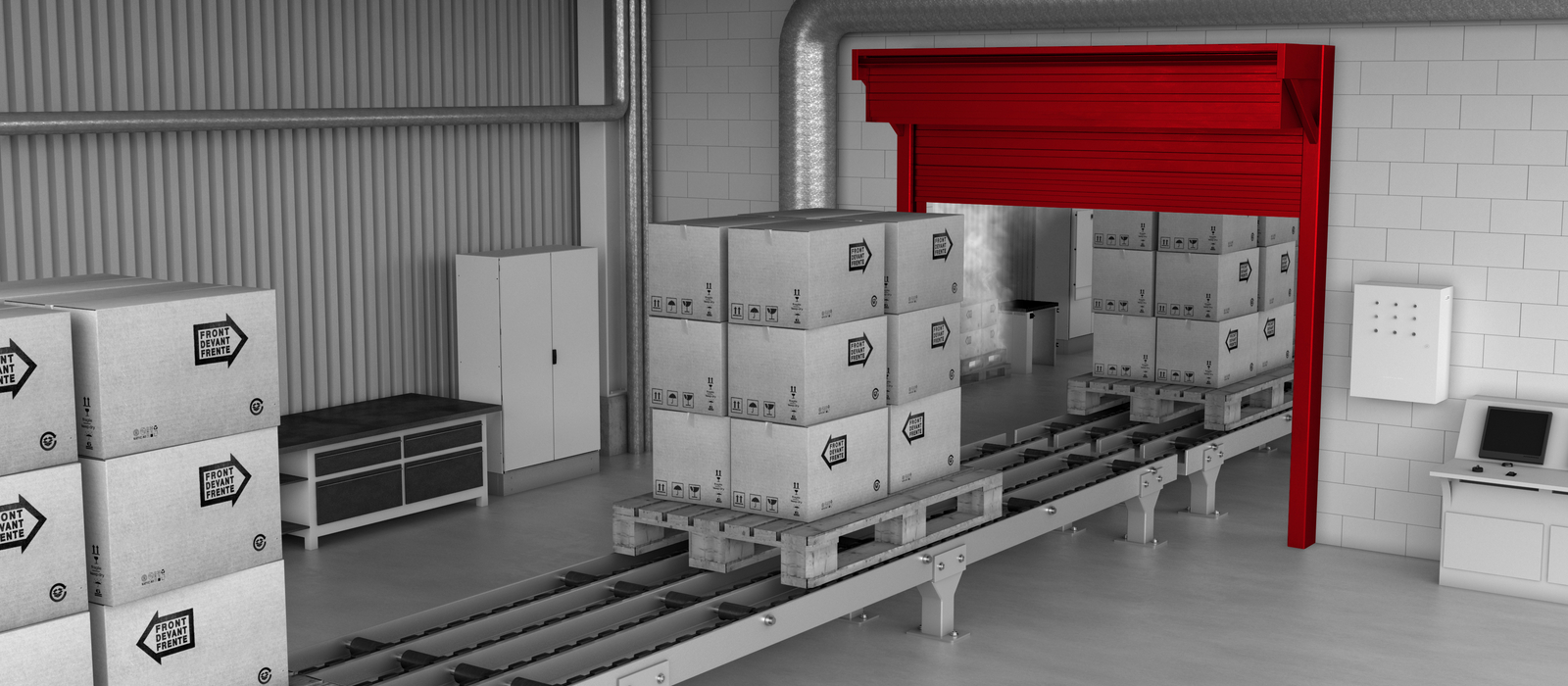 Fire protection in buildings with rail-bound intralogistics